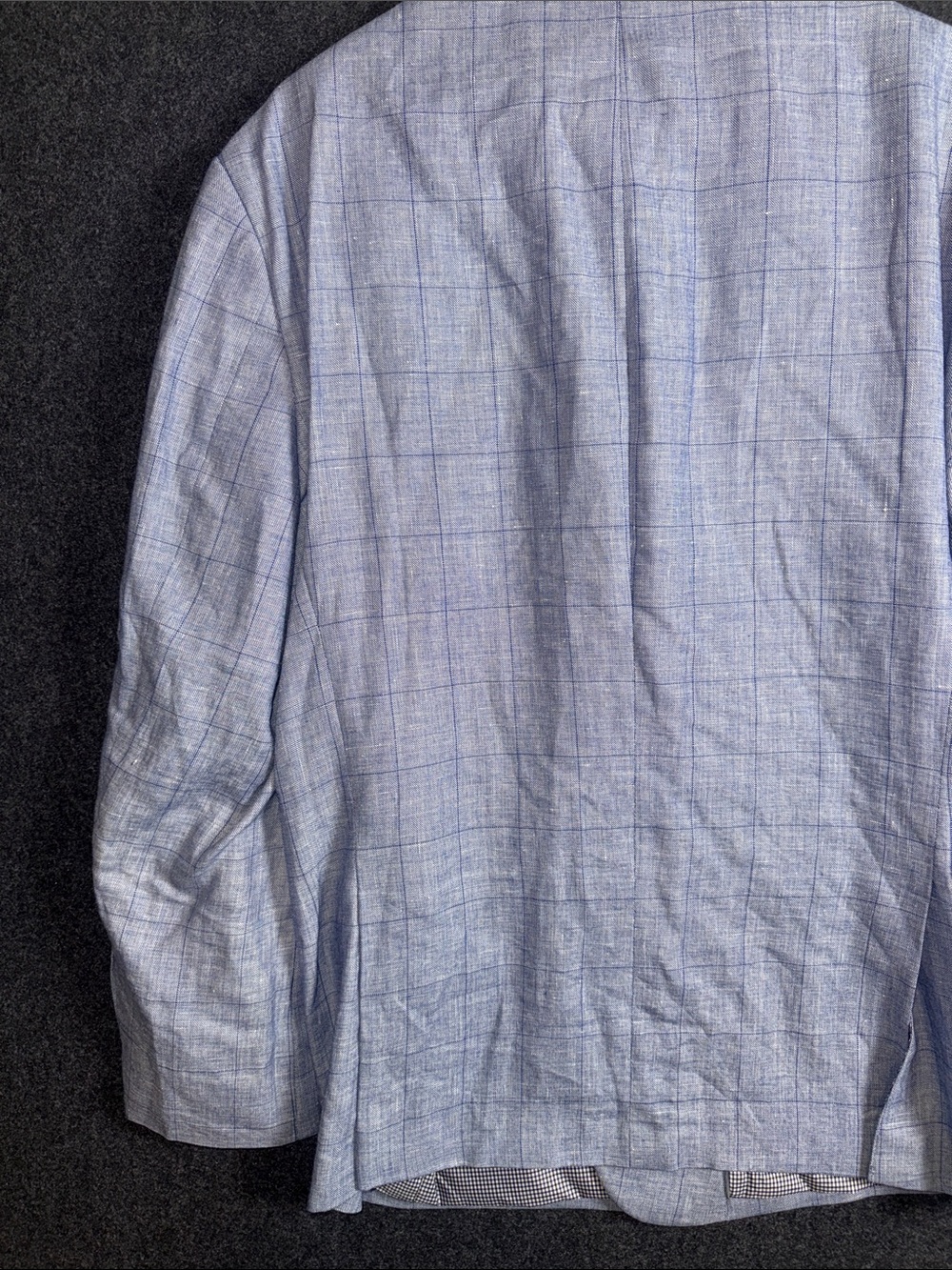 Jos. A. Bank 1905 Tailored Fit Blue Linen Wool Plaid Sport Coat Blazer 44R - Picture 13 of 13
